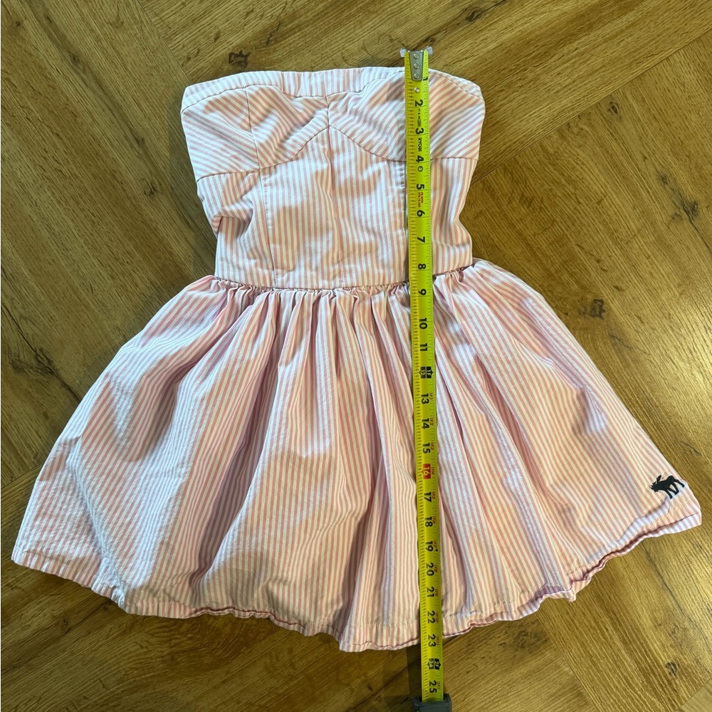 Vintage Abercrombie & Fitch Pink Stripe Strapless Dress S Y2K Coquette Preppy - Picture 4 of 10